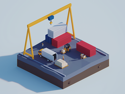 Low Poly Worlds: Cargo Docks 3d blender3d cargo color darkfejzr delivery dock game illustration lowpoly polygon polyperfect shipping unity3d
