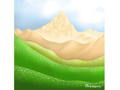 Mountain Peak 2d art art artist colour palette design digital art field green hills hues illustration illustrations landscape meadows minimalist mountains peak scenery