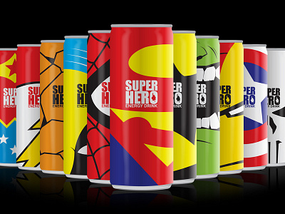 SUPERHERO (Energy Drink) batman can dc drink energy flash hulk marvel spiderman superheroes superman