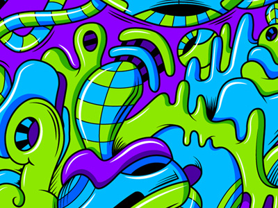 Melting monster abstract doodle graffiti illustration urban vector