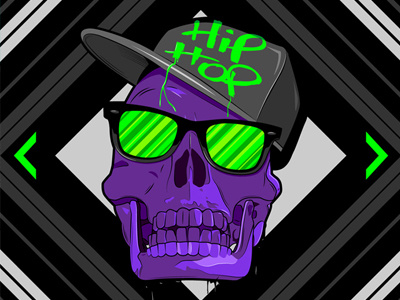 Hip Hop 4 life cap hip hop illustration mike karolos music shades skull vector