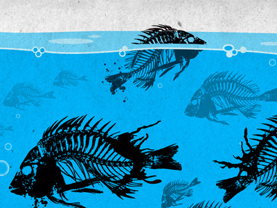 The future below blue bones fish grunge illustration mike karolos sea smirap designs vector