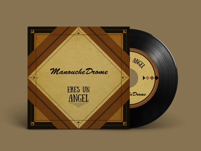 ManoucheDrome CD Artwork artwork brown cd geometric graphic design gypsy jazz jazz music retro vinyl