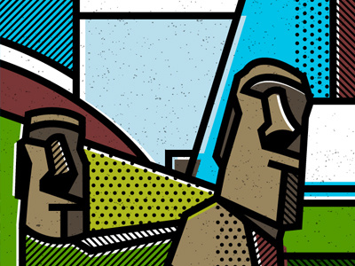 Easter Island: Moai abstract ancient easter island geometric illustration landmarks moai patterns pop art statues vector world