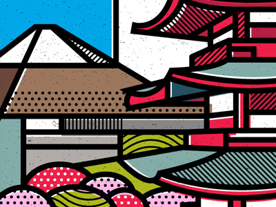 Japan: Mount Fuji abstract geometric illustration japan landmarks mount fuji patterns pop art travel vector world
