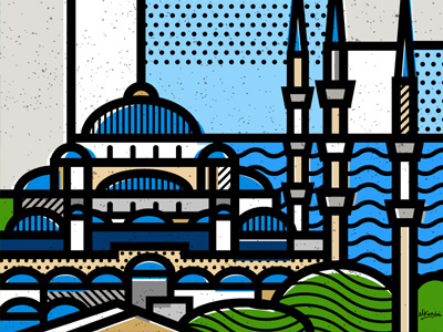 Turkey: Blue Mosque abstract geometric illustration mosque patterns pop art travel turkey vector world