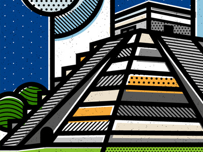 Mexico: Chichen Itza abstract chichen itza geometric illustration landmarks mexico patterns pop art pyramid vector