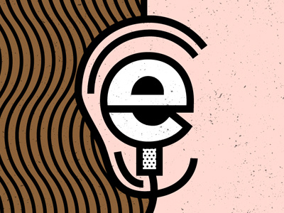 E is for Earphones ear earphones geometric illustration pattern pop art typography vector