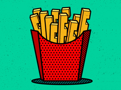 F is for French Fries french fries geometric illustration patterns pop art typography vector