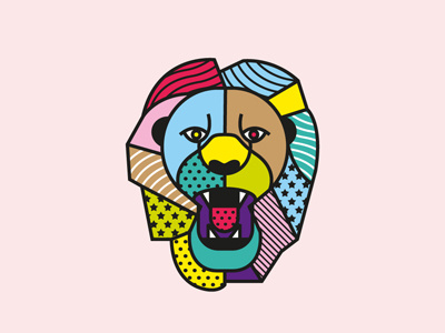 Lion animal fashion geometric illustration lion patterns pop art vector