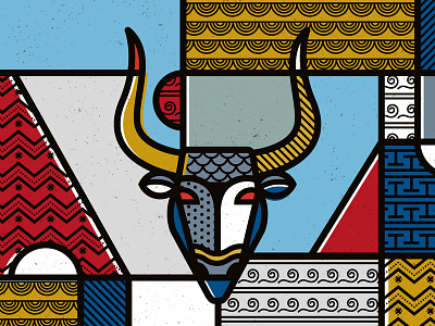 Minotaur abstract ancient greece de stijl geometric illustration patterns pop art vector