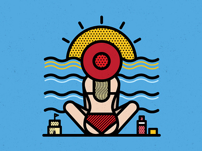 Waiting for the Summer bauhaus beach bikini geometric illustration patterns pop art sea summer sun vector woman