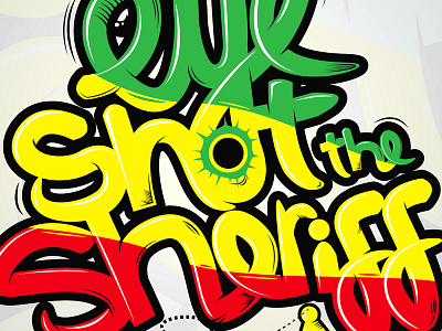 Eye shot the sheriff bom funny graffiti illustration jamaica marley music typography vector
