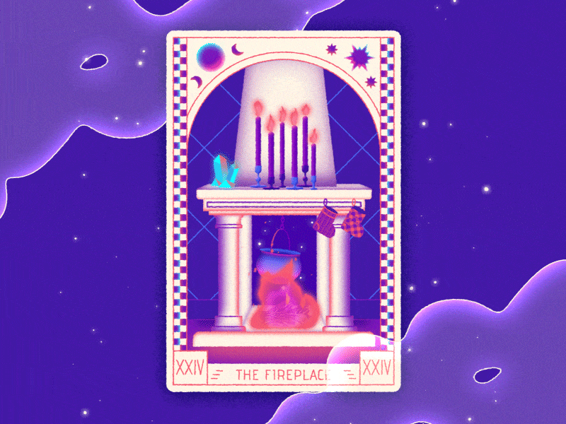 Tarot Cards XXIV - The Fireplace christmas fireplace magic mystic tarot tarot card witch witchcraft xmas