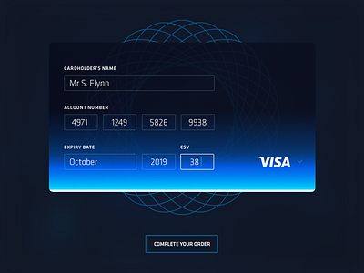 Shot 004 - Credit Card Payment card credit design glow interactive interface order payment transaction tron ui user