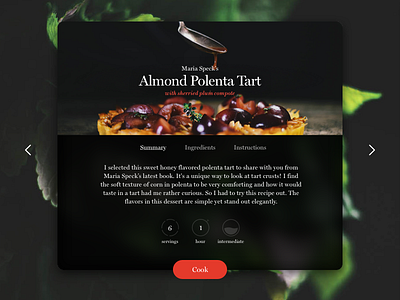 Shot 009 - Recipe Card card description design food interactive interface navigation photography recipe swipe ui user