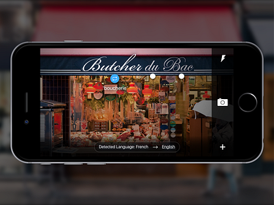 Shot 012 - Augmented Translator app augmented camera design interaction interface language outdoor reality translation ui user