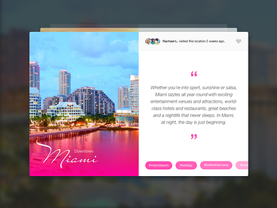 Shot 014 - Location Card card design friends hashtag interface location photography quote social stack ui user