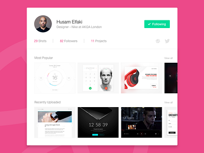 Shot 019 - Dribbble Profile Card