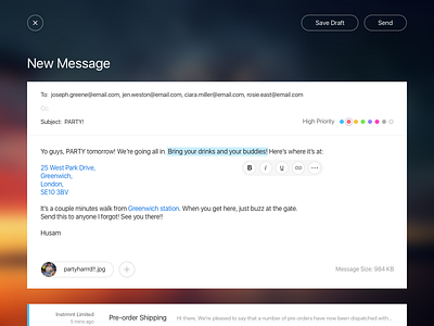 Shot 039 - Compose Email app client compose email interaction interface mac message os tag ui user