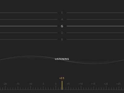 Shot 087 - Guitar Tuner audio clean dark interface listening microphone minimal music signal ui user waveform