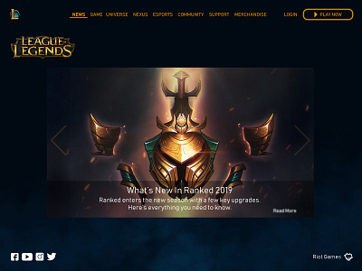 League of Legends Homepage Redesign Concept design game gaming layout league of legends leagueoflegends redesign web web 2.0 website