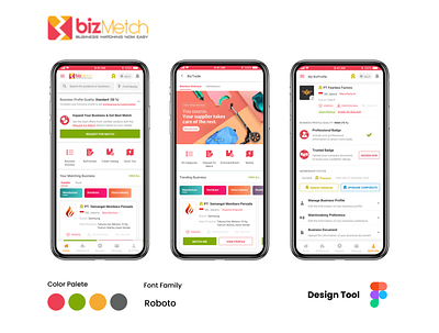 Bizmetch B2B Matchmaking Platform b2b figma matchmaking mobile app design ui ui design uiux design user experience user interface ux ux design