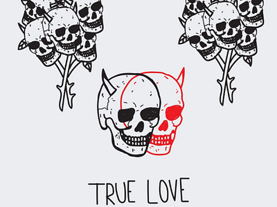 TRUE LOVE digital art love skull