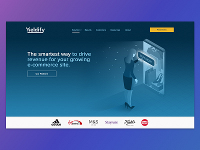 Early concept for Yieldify website design gradient ux web website