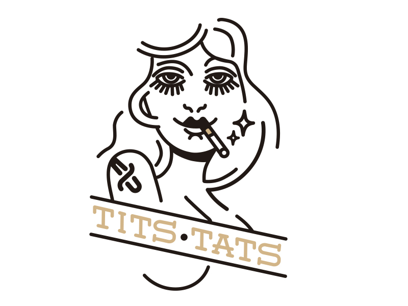 Tits art girl tattoo vector