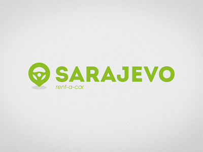 Sarajevo rent-a-car branding identity logo mark pin rent a car steering wheel