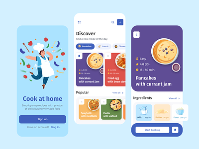 Recipe App | Mobile App Concept 👩🏻‍🍳 app app design clean cookbook cooking app design food food app inspiration interface minimal mobile mobile app pancake recipe recipe app recipes ui ui design ux