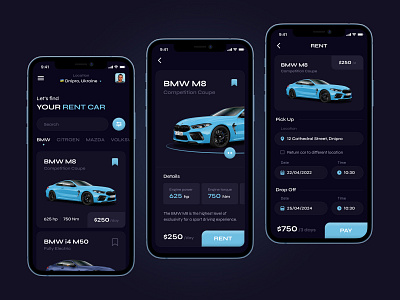 Rent Car | App Design 🚙 app app design booking app booking car car car booking car rent car rent service car service clean dark app dark mode inspiration minimal mobile mobile app rental app ui ui design vehicle