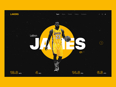 Lakers | LeBron James basketball clean ui inspiration lakers landing page lebron james minimal player sport team ui design ux web yellow