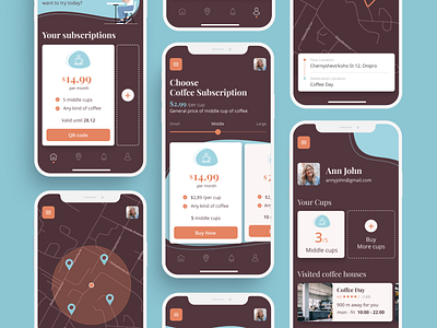 DiscountCup | Coffee App app app design coffee coffee cup coffee finder coffee house coffee shop illustraion ios location minimal mobile mobile app mobile ui popular purchase subscription ui ux