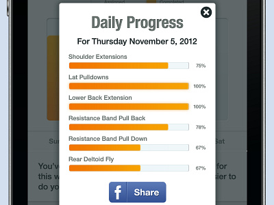 Client App: Daily Progress Overlay graphs headings mobile modal statistics ui vizd