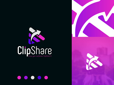 CLIPSHARE Logo and Logo Mark abstract logo am branding am wordmark logo branding creative logo logo logo designs logo mark minimal minimalist logo minimalist logo design modern logo play button share button share video video video logo video share