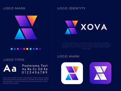 Abstract X Latter Logo designs For XOVA App