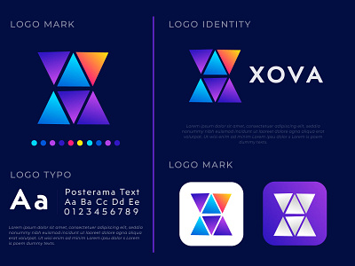 Abstract X Latter Logo designs For App XOVA 2nd Concept