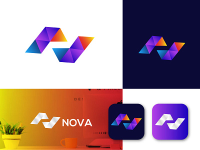 N latter logo Design For Nova