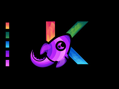 K latter And Rocket Logo concept