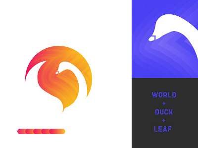 Duck+ World+ Leaf  Logo design concept