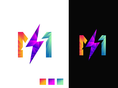 M and Power Icon Logo concept