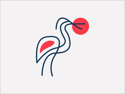 Line art minimal  egret logo design concept