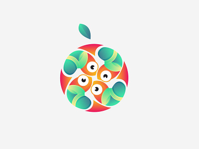 Squirrel and apple logo concept