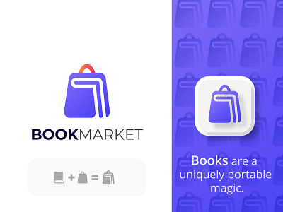 Book + Market Logo concept amdesignspack logo app icon book and shop book app icon book logo design book marketing book sell book shop book shop logo brand business logo company brand logo company logo education logo education modern logo marketing modern logo shopping bag shopping bag logo website logo