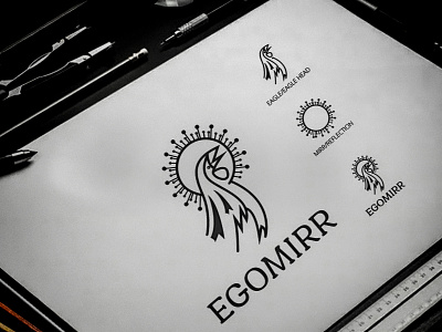 Eagle and Mirror Logo concept sketch For egomirr