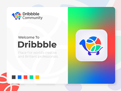 Dribbble Logo Re-Design With Turtle and creative Think Concept