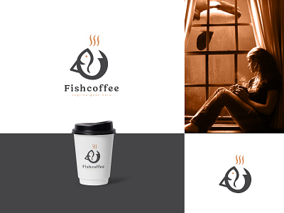 Fish and Coffee Logo mark For sell branding cafe coffee logo fish coffee logo fish logo logotype minimal minimalist logo vector