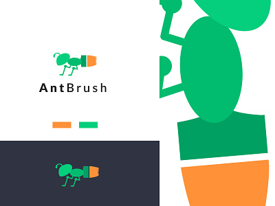 Ant and paint Brush logo design concept